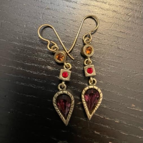 Vintage Patricia Locke Gold Tone Earrings with Swarovski Crystals - Picture 1 of 1